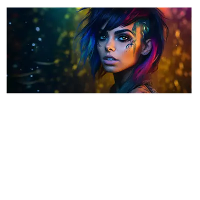 Фото на холсте девушка с цветными волосами, размера 60x30