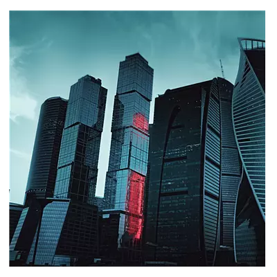 Фото на холсте москва сити в красной подсветке, размера 100x100