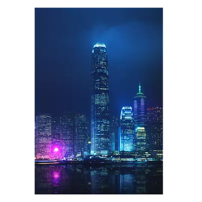 Фото на холсте ночной город, размера 70x100