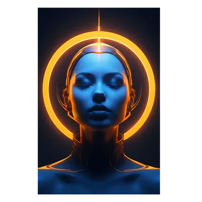 Фото на холсте девушка с нимбом, размера 80x120