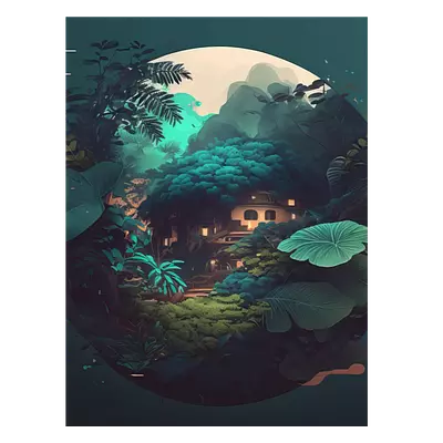 Фото на холсте круглый арт природы, размера 60x80