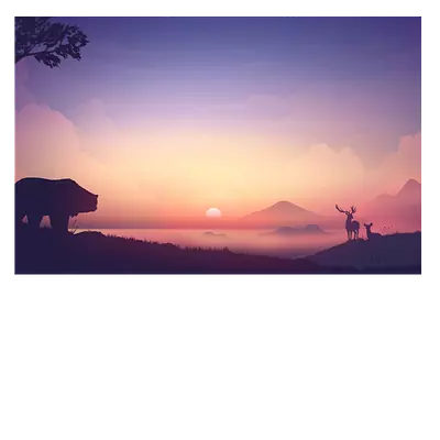 Фото на холсте рисунок медведя на закате, 45 x 30 см