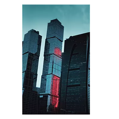 Фото на холсте москва сити в красной подсветке, размера 20x30