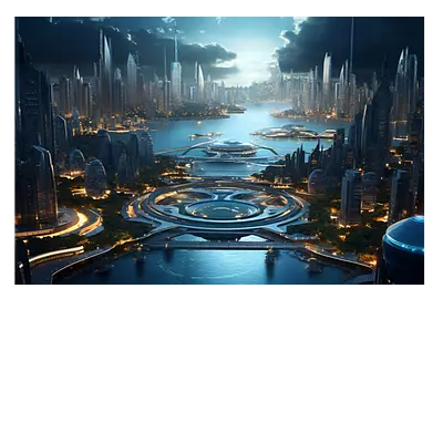Фото на холсте космический город, размера 120x80