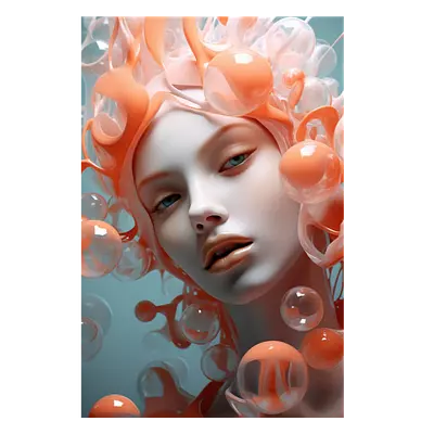 Фото на холсте девушка в пузырьках2, размера 80x120