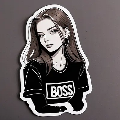 Retro boss girl sticker art