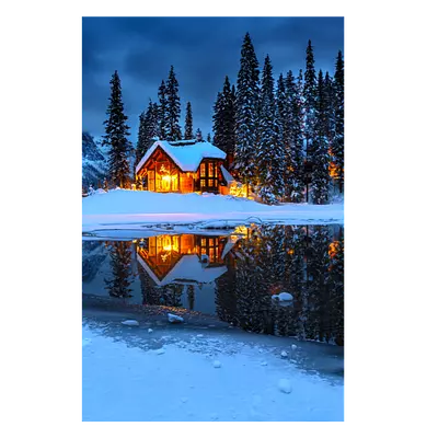 Фото на холсте зимний домик, размера 50x75
