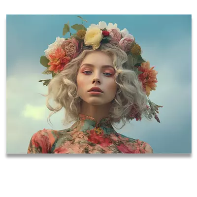 Фото на холсте девушка с венком, размера 80x60