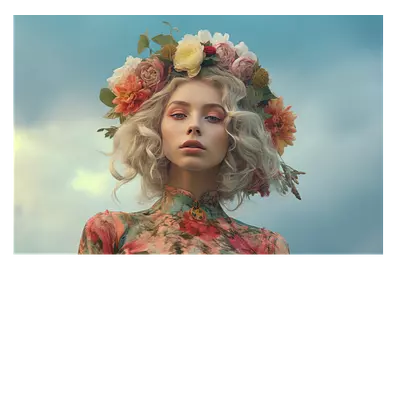 Фото на холсте девушка с венком, размера 75x50