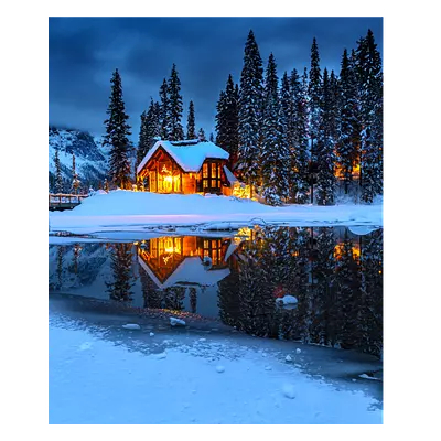 Фото на холсте зимний домик, размера 50x60