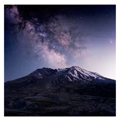 Фото на холсте горы на фоне звёзд, размера 30x30