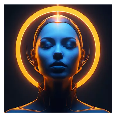 Фото на холсте девушка с нимбом, размера 60x60
