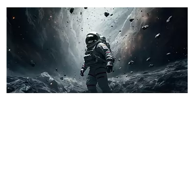 Фото на холсте космонавт в каменном дожде, размера 80x40