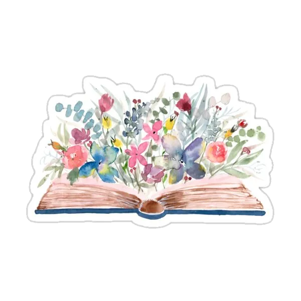 Акварельная открытая книга с цветами