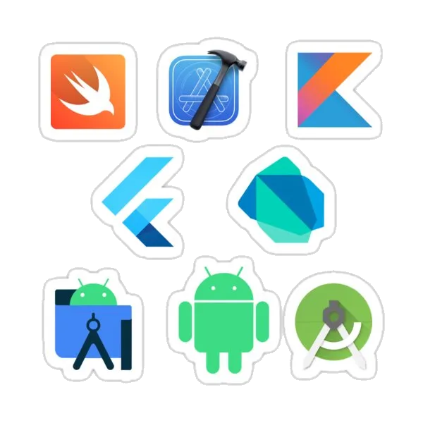 Полный набор логотипов для разработчика мобильных приложений (IOS, Android, Flutter)