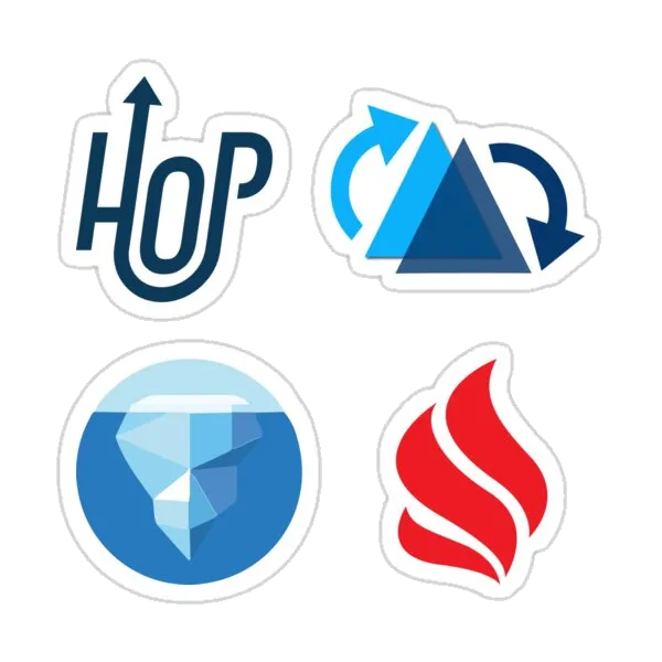 Apache Hop, Hudi, Iceberg, Ignite - Комплект из 4 наклеек