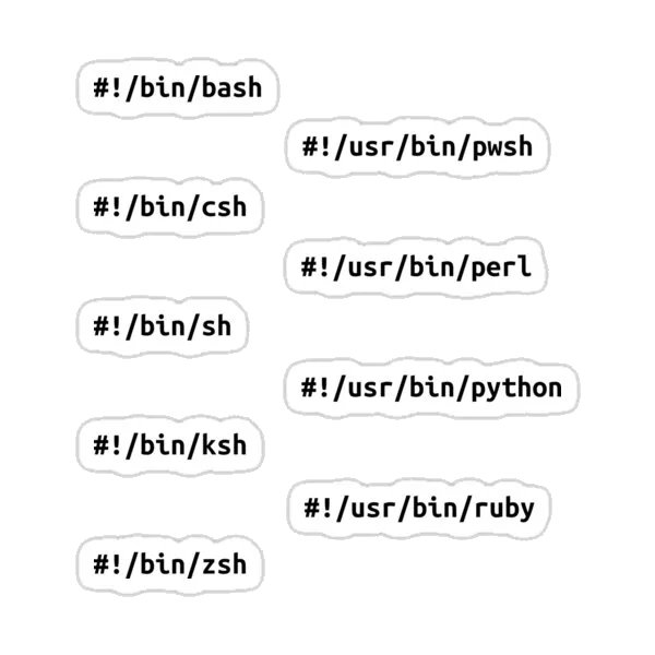 Шебанги, zsh, bash, ksh, csh, sh, pwsh, perl, python, ruby - Набор