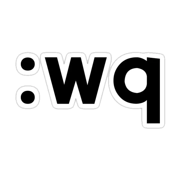 :wq - Забавный дизайн для программистов, показывающий, как сохранить и выйти из Vi/Vim - Черный текст