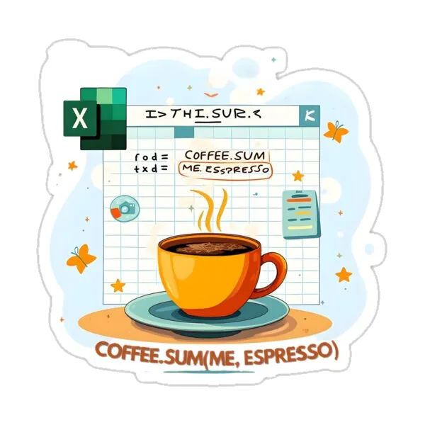 Дизайн функции Excel с кофе: Моя любимая функция Excel? COFFEE.SUM(ME, ESPRESSO)