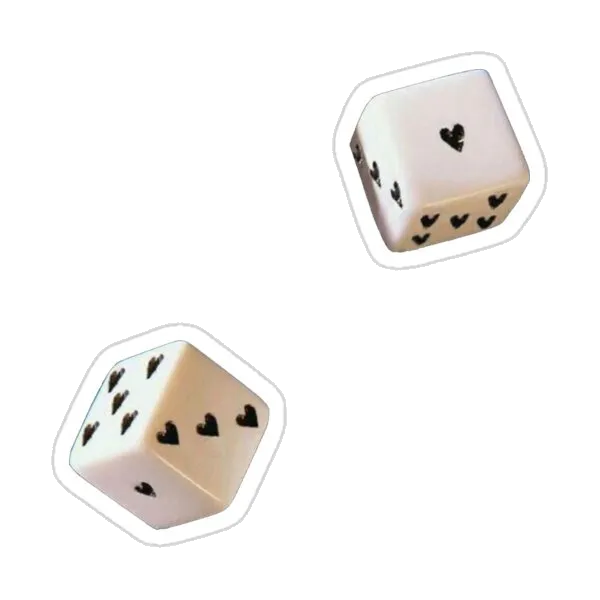 2 игральные кости с сердцами