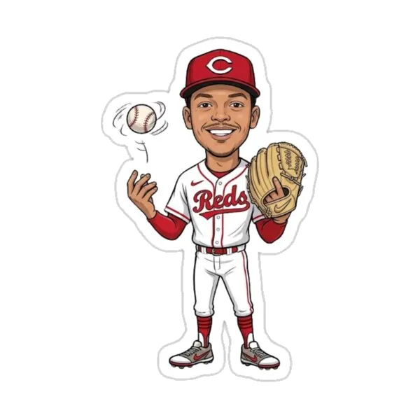 Карикатурное искусство бейсболиста Чейза Бернса из Cincinnati Reds