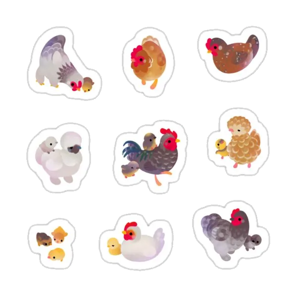 Курица и цыплёнок - пастель