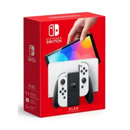 Nintendo Switch OLED на белом фоне