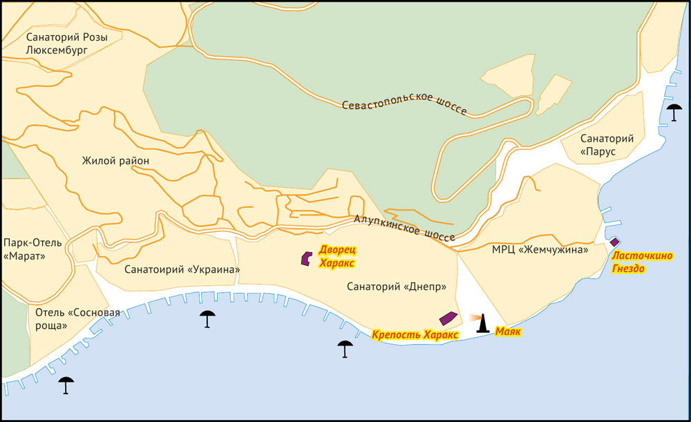 Ласточкино гнездо в крыму где находится в каком городе карта