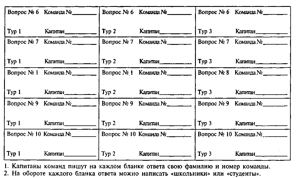 Бланки для квиза шаблон