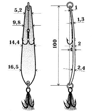 Чертеж блесны для отвесного блеснения