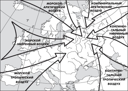 Типы воздушных масс карта