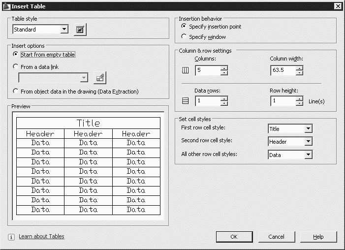 Таблицы в AutoCAD 2005-2006 WWW.CAD.DP.UA