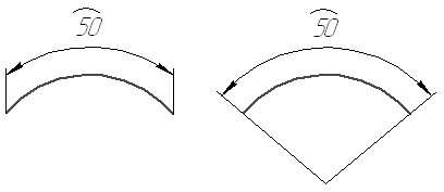 Размеры дуги на чертеже