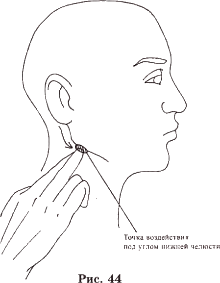 Точки под углами нижней челюсти. Болит угол нижней челюсти.