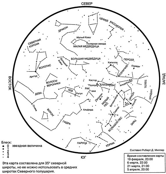Подробная карта звездного неба северного полушария