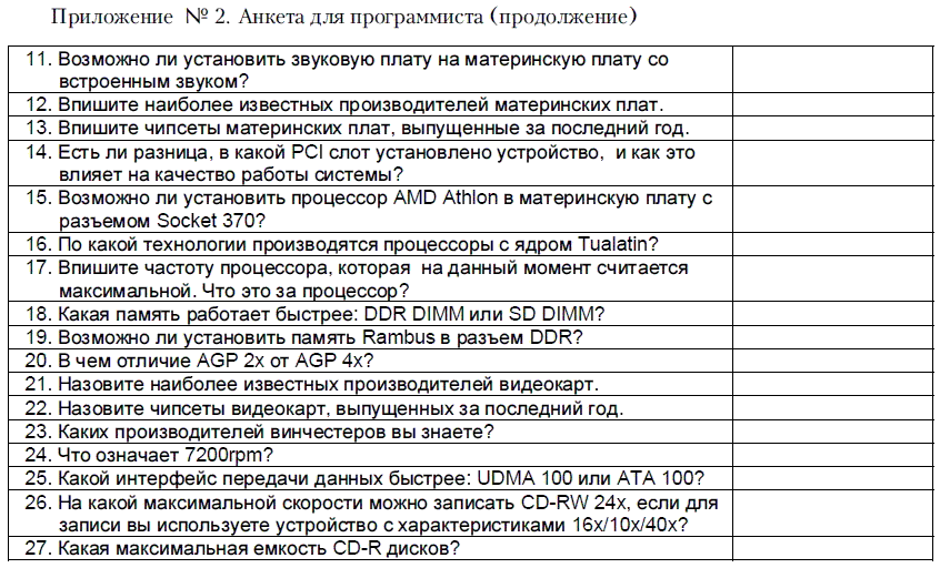 Вопросы при приеме на работу образец