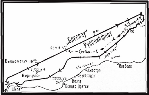 Бой Бреслау с русским флотом 9 (22) июля 1916 года 