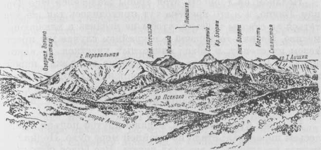 Карта кавказского хребта с названиями