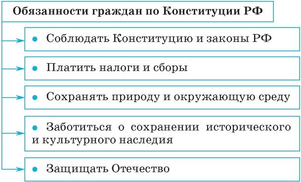 Составьте схему обязанностей граждан по конституции рф