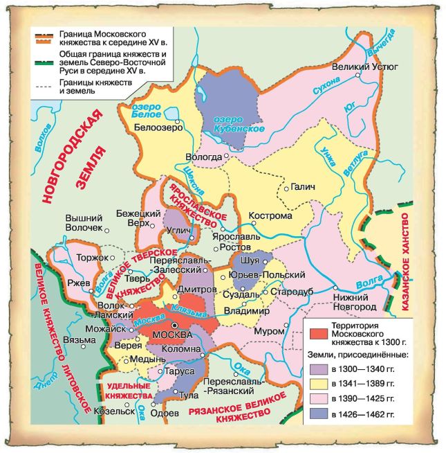 Карта расширение территории московского княжества