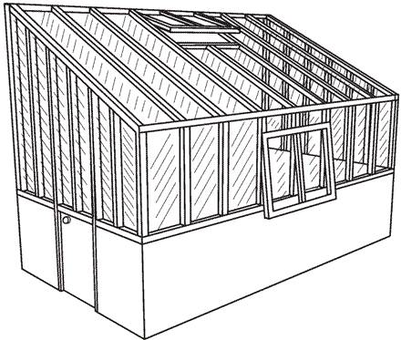 Пристенная теплица с односкатной крышей своими руками чертеж сделать