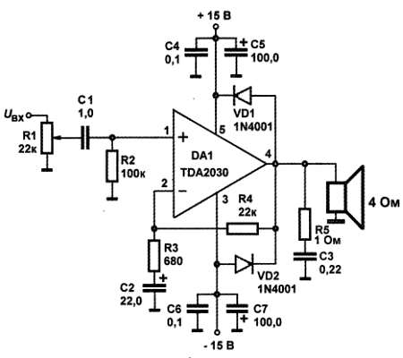 Tda 2030а усилитель схемы