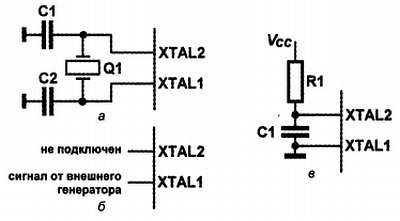 Схема подключения кварцевого резонатора