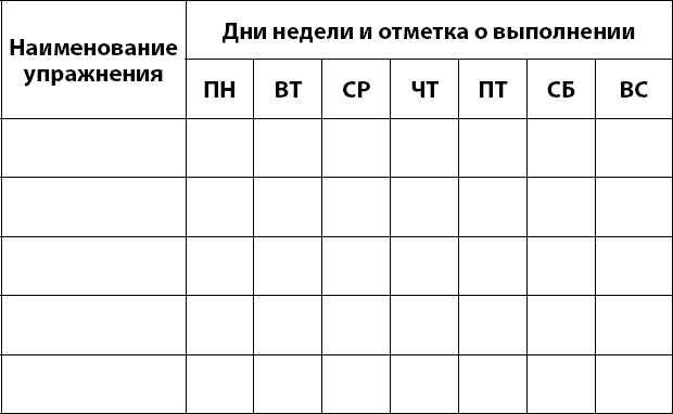 План тренировок на неделю шаблон