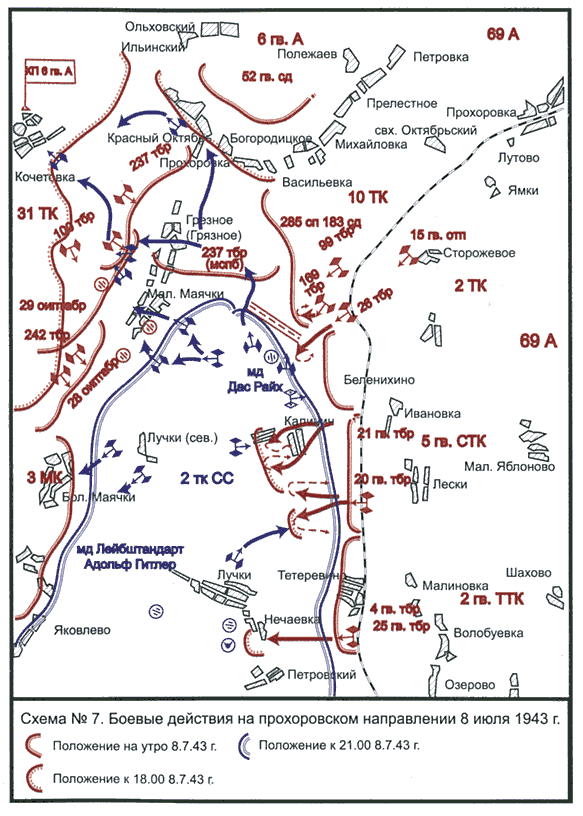 Карта прохоровского сражения 12 июля 1943