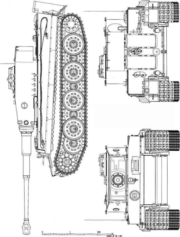 Чертеж тигра 1 с размерами 380-мм миномет "Штурмтигр" (Sturmmoerser "Тигр") . Тяжелый танк "Тигр I"