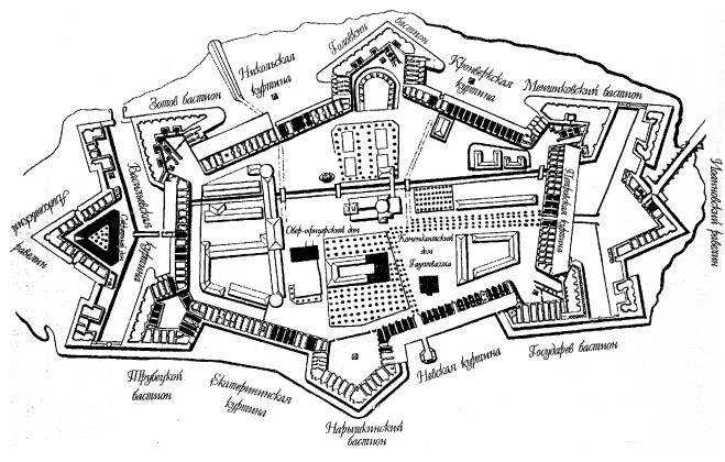 Петропавловская крепость план схема