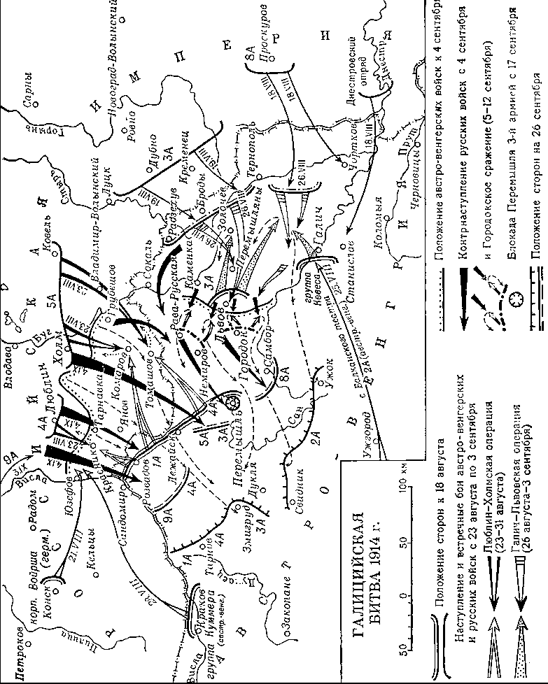 Карта галицийская битва 1914