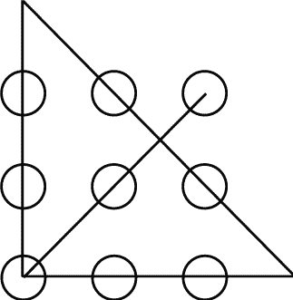 Головоломка с 9 точками. 9 Точек 4 линии. Фигуры из 9 точек. Соединить девять точек.
