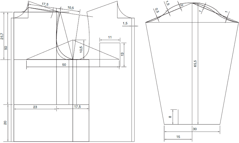 Построение чертежа женской рубашки